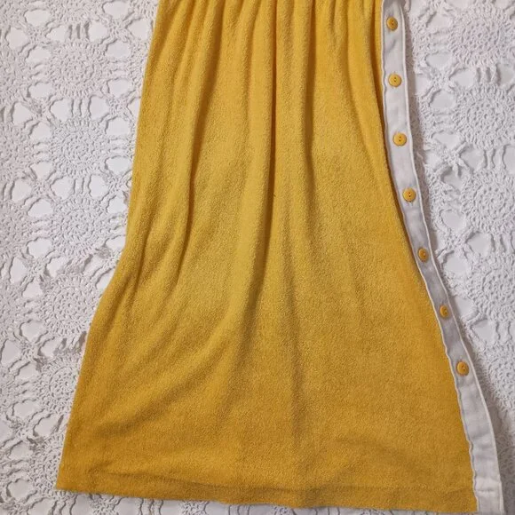 Vtg 70s Doll Rags Sleeveless Dress Yellow Terry Cloth Knee Length Medium Women - Picture 2 of 9